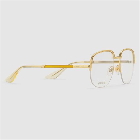 gucci square frame metal glasses